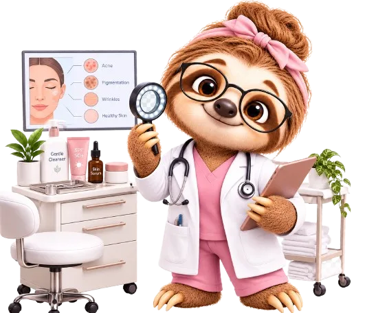 A dermatologist examining a patient's skin