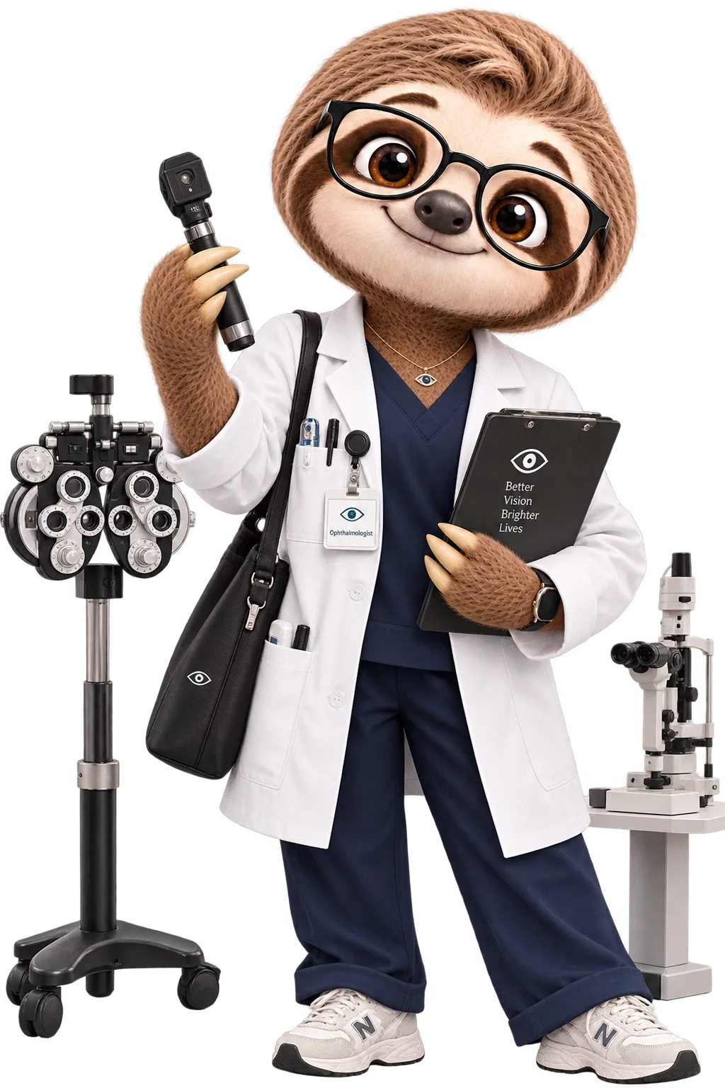 An ophthalmologist reviewing a patient's eye exam